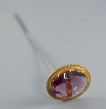 ANTIQUE RUBY COLOUR STONE HAT PIN c1930