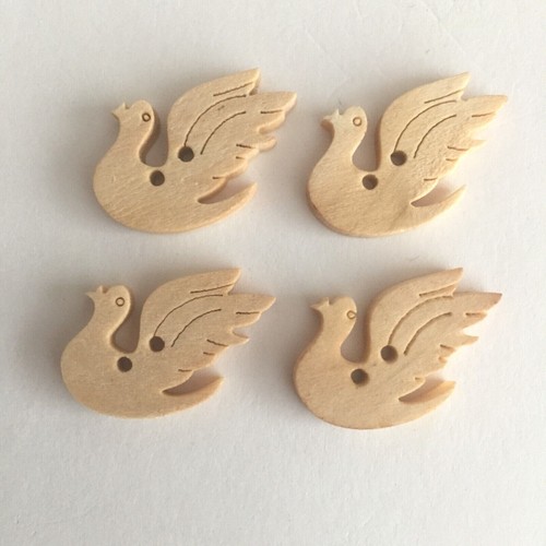 Wooden bird buttons swan 21mm