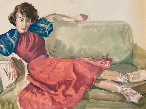 Fine gouache painting - gouache, woman