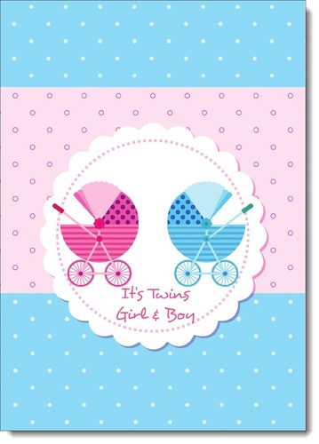 Doodlecards new baby twins - baby,