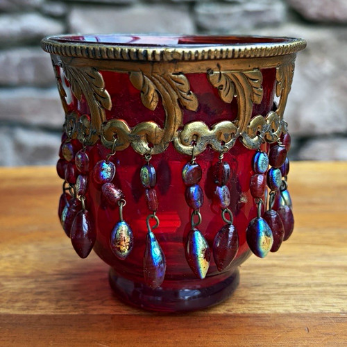 Vintage red glass tea - vintage,