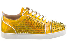 New Christian Louboutin Louis Junior Spikes Gold Psychic Low Top Sneakers 44 11
