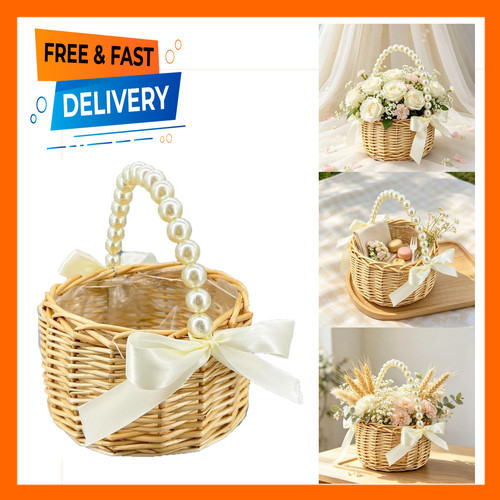 Flower girl basket rattan with - basket,