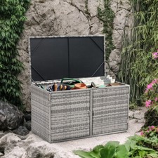 Wicker Garden Storage Box Utility Chest Cushion Shed Large Outdoor Deck Box Bin