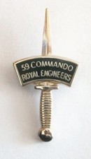 59 COMMANDO ROYAL ENGINEERS DAGGER LAPEL PIN OR WALKING STICK MOUNT