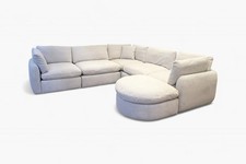 Cozy Cloud 2 Corner 2 Large Fabric Corner Sofa & Footstool, Silver Marshmallow