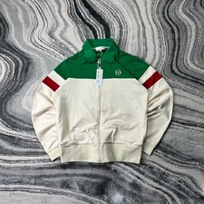 Vintage Sergio Tacchini Tomme Size XXL Green Cream Collar Neck Top Track Jacket