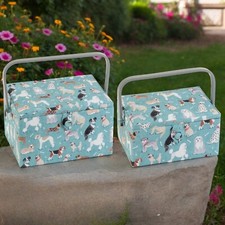 Sewing basket box dogs - sewing,