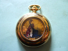 1927 Coloured Penny Half Hunter Pocket Watch.. Large Numbers...Golden 50mm.. VGC