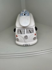 VW Volkswagen campervan ceramic money box red white peace no stopper