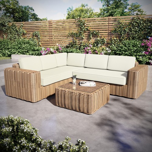 Seater beige rattan garden - 5,