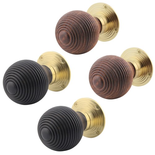 Beehive wooden door knobs - wooden,