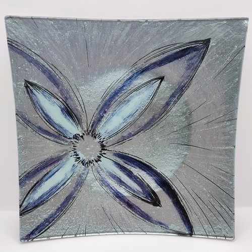 Silver purple glass plate - &,
