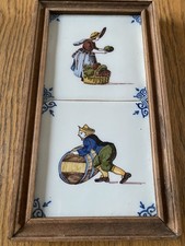 2 Vintage coloured Delft Tiles