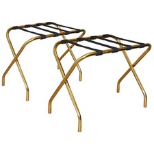 2x Folding Metal Luggage Rack Home Bedroom Suitcase Travel Storage Stand Gold