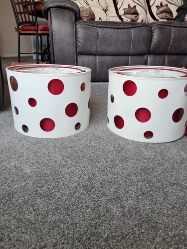 White and red lamp shades - and,