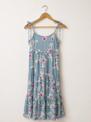 Zara blue floral tiered maxi - zara,