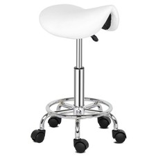 Saddle Stool Adjustable 360° Rolling Salon PU Leather Swivel Chair For Store
