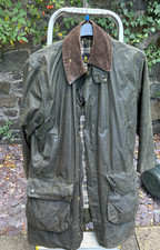 Barbour Vintage A200 Border Wax Jacket C38 Medium 90s Sage Green Country England