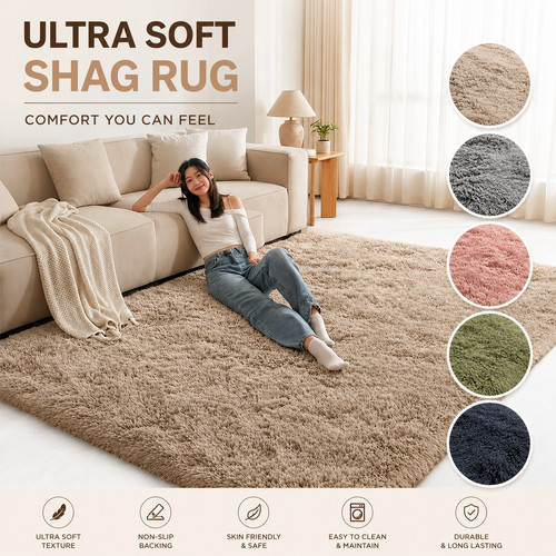 Fluffy rugs large shaggy rug - rugs,