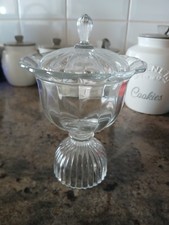 Pretty Clear Glass Bonbon Sweet Jar with Lid Vintage Retro