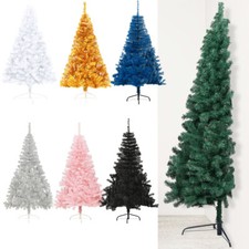 Artificial Half Christmas Tree PVC 4ft 5ft 6ft 7ft 8ft Xmas Tree Steel Stand UK