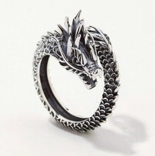Vintage Dragon Adjustable Ring 925 Sterling Silver Plt Womens Men Jewellery Gift