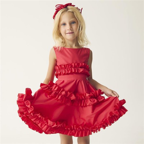 Monnalisa girls red - girls, ruffled