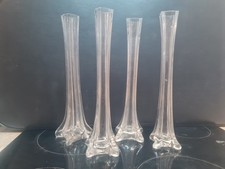4 Glass Trumpet Vases . Retro