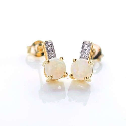 9ct opal diamond stud - 9ct,