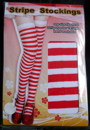 Lucida stripe stockings - red, /