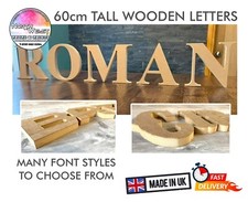 60cm Large 12mm Wooden Giant MDF Name Wedding Sign Letter Numbers  24 Styles