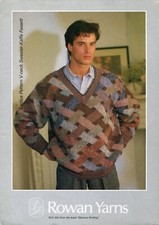 Rowan Lattice Pattern Man V-Neck Sweater Aran 36-42" Vintage Knitting Pattern