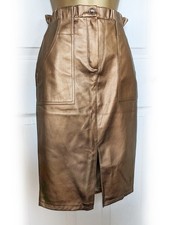 PINKO Gold Faux Leather Paper Bag Pencil Skirt, Size 6 - BNWT