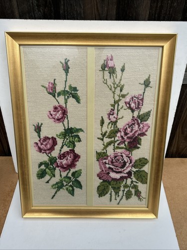 Vintage framed needlepoint - framed,