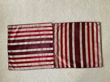 2 Debenhams Red / Burgundy Striped Cushion Covers