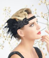 1920s Headband Black Roaring