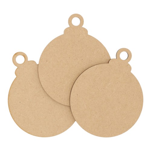 Wooden mdf christmas bauble - wooden,