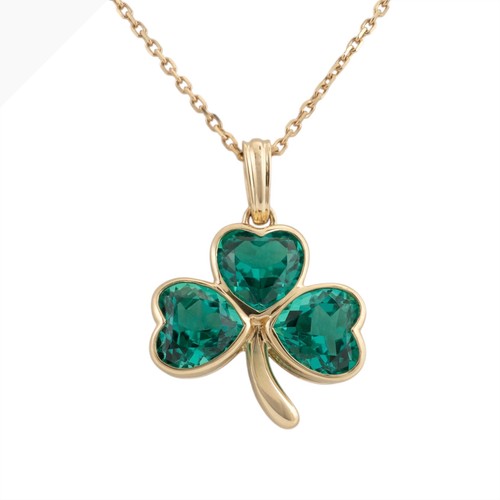 9ct gold shamrock pendant lab - 9ct,