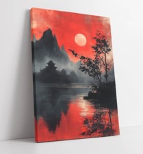CHINESE RED LANDSCAPE LAKE AND