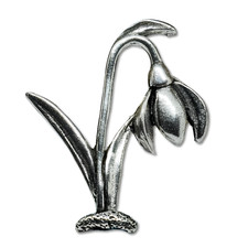 Snowdrop Pin Badge Pewter Spring Flower Brooch Tie Hat Bag Lapel Pin Jewellery