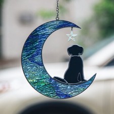 Dog on the Moon Stained Glass