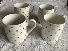 Set of 4 Cath Kidston Queens Kitchen Polka Dot Spotted Fine China Mugs Exc Cond