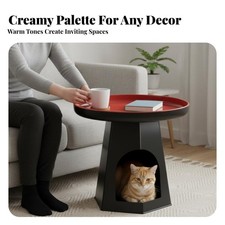 Round Nightstand with Cat