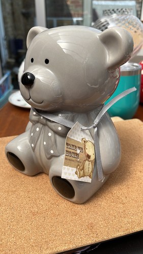 Grey ceramic teddy bear - teddy,