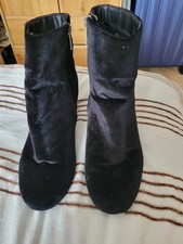 TU Black Velvet Ankle Boots Size 6