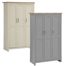 Wardrobe 3 Door 4 Internal Shelves Hanging Rail Storage Bedroom Unit 2 Colours