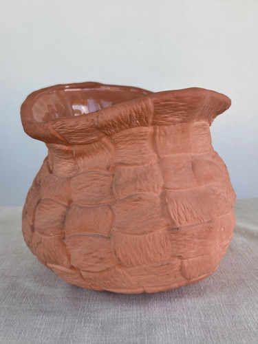 Vintage 1981 terracotta basket - vintage,