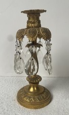 Georgian Ormolu Candlestick With Cut Glass Lustres.