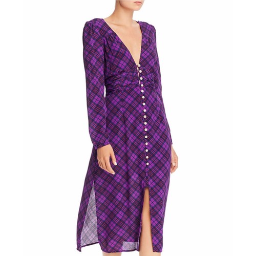 Rahi purple plaid midi dress - purple,